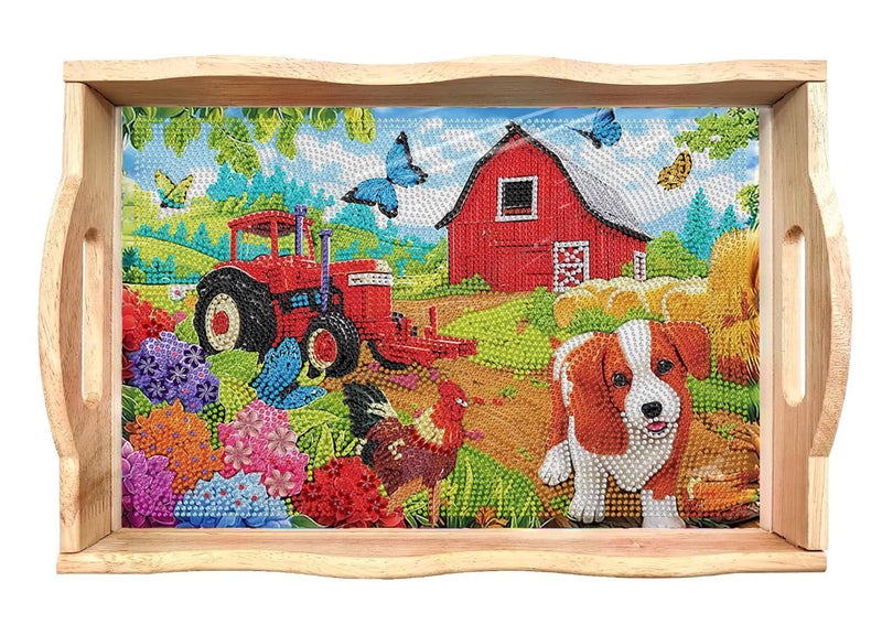 Ewjrnsf Diamond Art Kits For Adults Wooden Serving Trays With Handles  5D Diamond Painting Big Gem Arts And Craft Gifts Trays Decor Gift Home Decor (Cp039) - Image 1