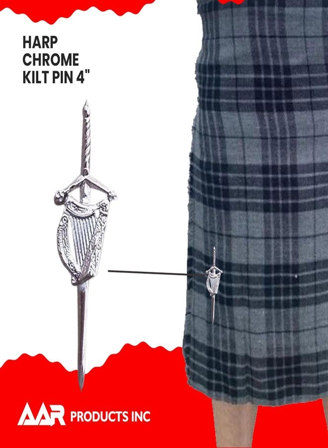 AAR Chrome Plated Harp Badge Kilt Pin Highland Scottish Celtic Design Kilt Accessory - Image 5