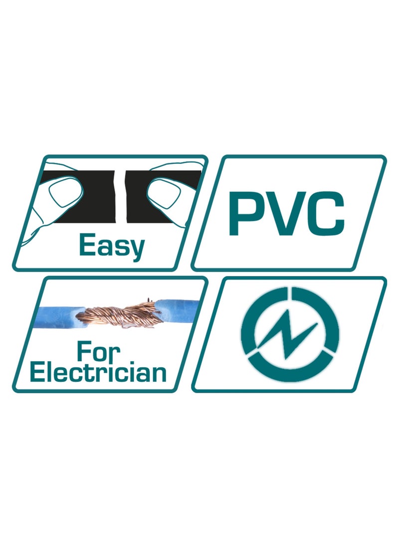 TOTAL TOTAL PVC Electrical Insulating Tape, 18mm x 9.15m, Black, 0.13mm Thickness, Pack of 10  - Image 2