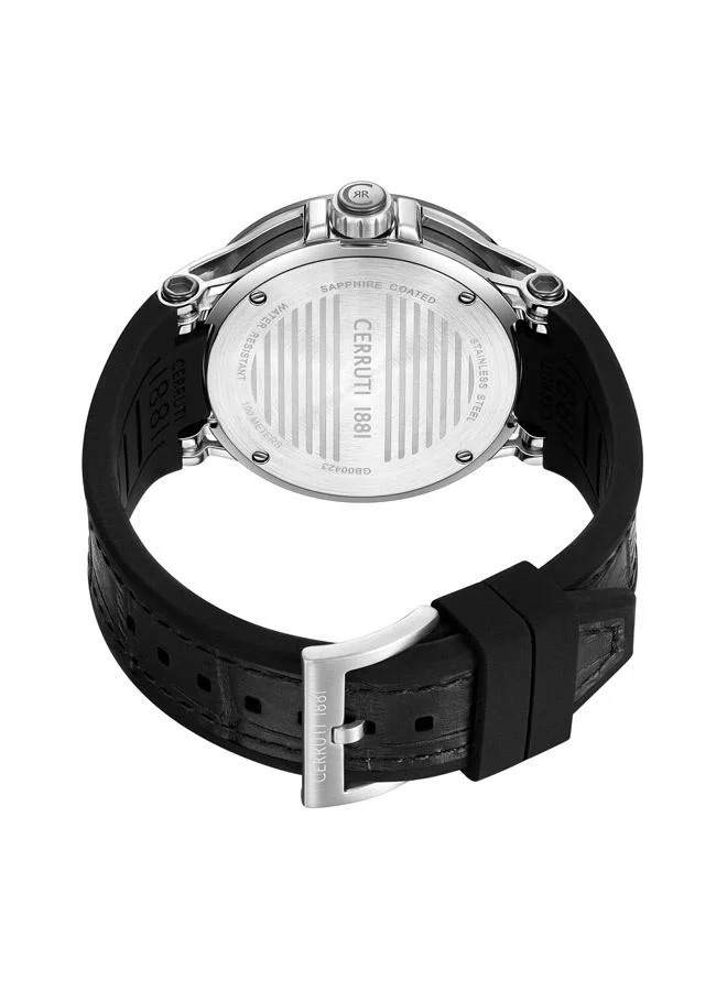 شيروتي 1881 Velletri Analog Black Watch For Men Sapphire Coated Flat Glass And Genuine Leather Strap 45mm Water Resistant 5 ATM - CIWGB0042301