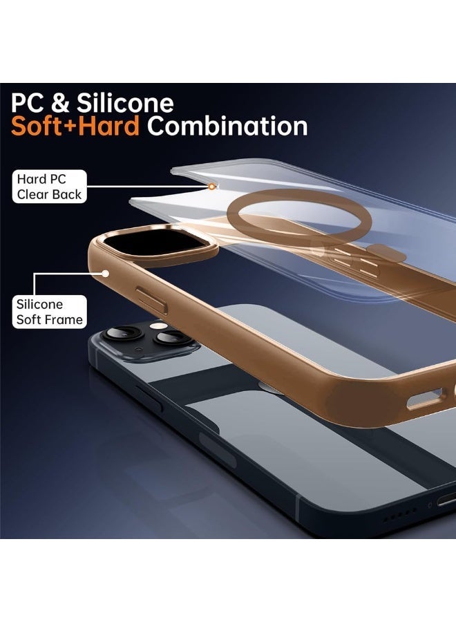 أكاليكس جراب مغناطيسي شفاف لهاتف iPhone 13 Pro Max، متوافق مع MagSafe، غطاء فاخر مطلي، جراب هاتف واقي شفاف ناعم من مادة TPU مقاوم للصدمات (تيتانيوم صحراوي) - Image 5
