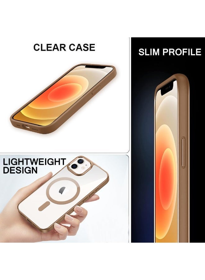 أكاليكس جراب مغناطيسي شفاف لهاتف iPhone 13 Pro Max، متوافق مع MagSafe، غطاء فاخر مطلي، جراب هاتف واقي شفاف ناعم من مادة TPU مقاوم للصدمات (تيتانيوم صحراوي) - Image 3