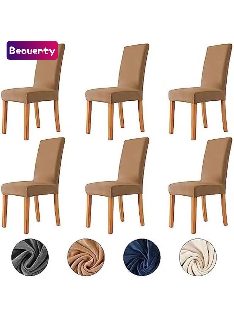 بيوينتي انفوسن اغطية لكراسي غرفة الطعام، مجموعة اغطية مخملية لكرسي غرفة الطعام مكونة من 6 قطع، غطاء كرسي من قماش مخملي قابل للتمدد وقابل للازالة والغسل للمنزل والمطعم والولائم - (6 قطع، جملي) - Image 1