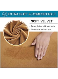 Beauenty Dining Chair Slipcovers, Velvet Dining Room Chair Cover Set of 6, Stretch Velvet Fabric Chair Slipcover Removable Washable Chair Protector for Home, Restaurant, Banquet - (6 Pack, Camel)  - Image 2