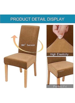 Beauenty Dining Chair Slipcovers, Velvet Dining Room Chair Cover Set of 6, Stretch Velvet Fabric Chair Slipcover Removable Washable Chair Protector for Home, Restaurant, Banquet - (6 Pack, Camel)  - Image 4