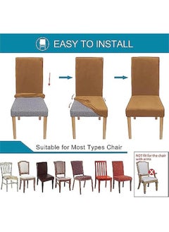 Beauenty Dining Chair Slipcovers, Velvet Dining Room Chair Cover Set of 6, Stretch Velvet Fabric Chair Slipcover Removable Washable Chair Protector for Home, Restaurant, Banquet - (6 Pack, Camel)  - Image 5