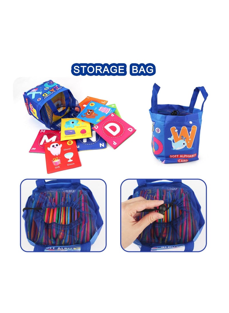 Baby Soft Alphabet Cards Toys, Washable Soft Letter Early Educational Toys, 26Pcs ABC Learning Flash ABC Number Cards for Babies Infants Toddlers Boys and Girls 0 1 2 3 Years Old (Letter with box)