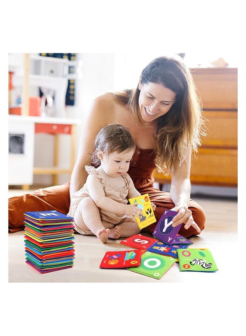 Baby Soft Alphabet Cards Toys, Washable Soft Letter Early Educational Toys, 26Pcs ABC Learning Flash ABC Number Cards for Babies Infants Toddlers Boys and Girls 0 1 2 3 Years Old (Letter with box)