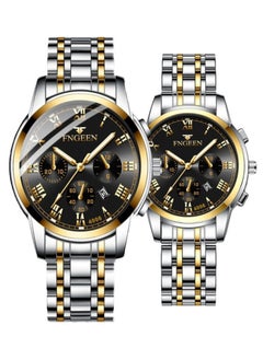 FNGEEN Roman Numeral Stainless Steel Luminous Quartz Couple Watch For Men & Women  4006  - Image 1
