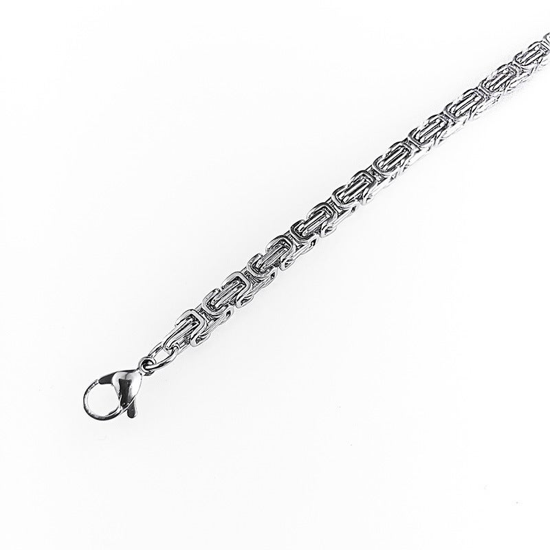 Cross-border Mens Stainless Steel Bracelet in stock Mens Titanium Steel Handmade Chain Keel Emperor Chain Color-free Hand Jewelry 4MM steel 22cm bracelet imperial chain