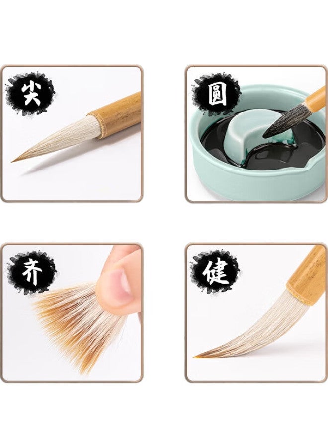Deli Calligraphy Brush Set, Four Treasures Of The Study, Da Baiyun Chinese Painting Mixed Hair, Beginner'S Li Script And Regular Script Practice Brush, Children'S Calligraphy Brush For Beginners, Baiyun Three-Piece Set, Back-To Gift - Image 3