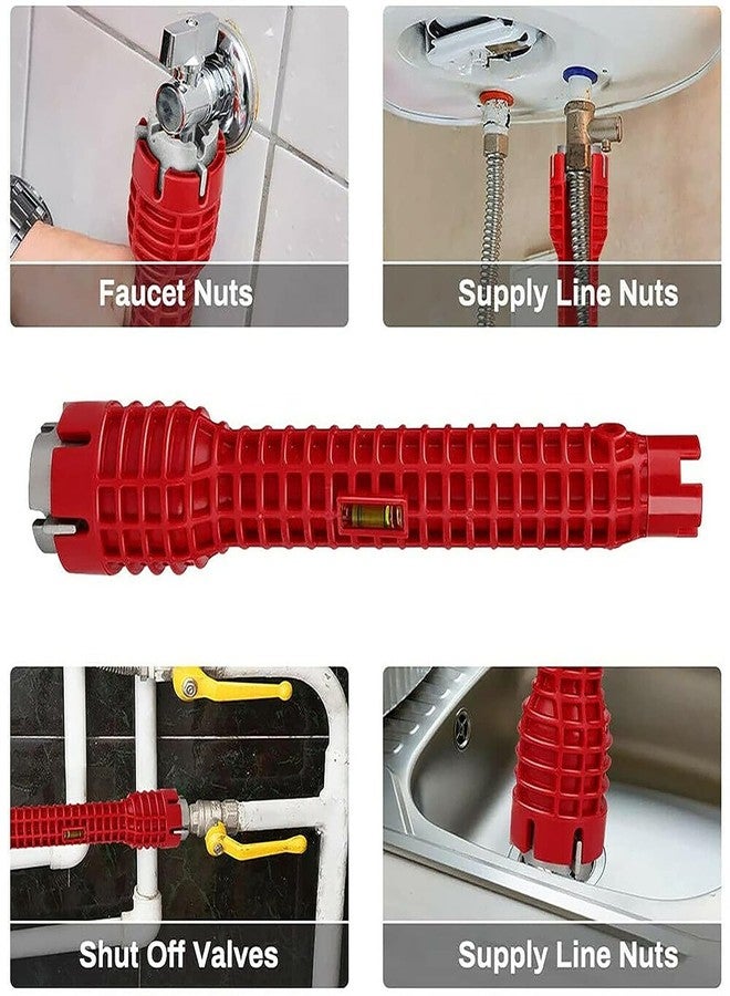 bosig® Multifunctional Tap Key Tool, Multi-Purpose Tap Wrench, Plumbers Wrench for Sink, Red, Suitable for Toilet, Sink, Water Line - Image 2