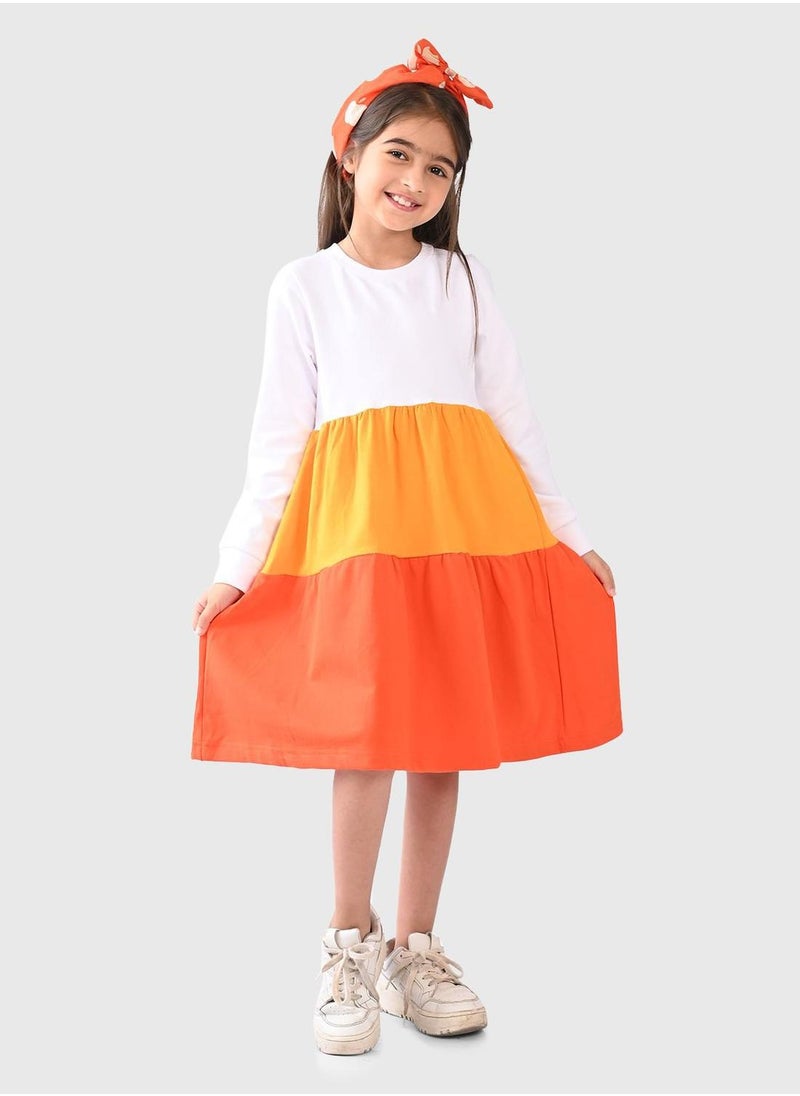 Bonkids - Regular Fit Printed Mutli Cotton Dresses For Girls Round Neck Flat Collar Pull On 100 % Cotton - Image 1
