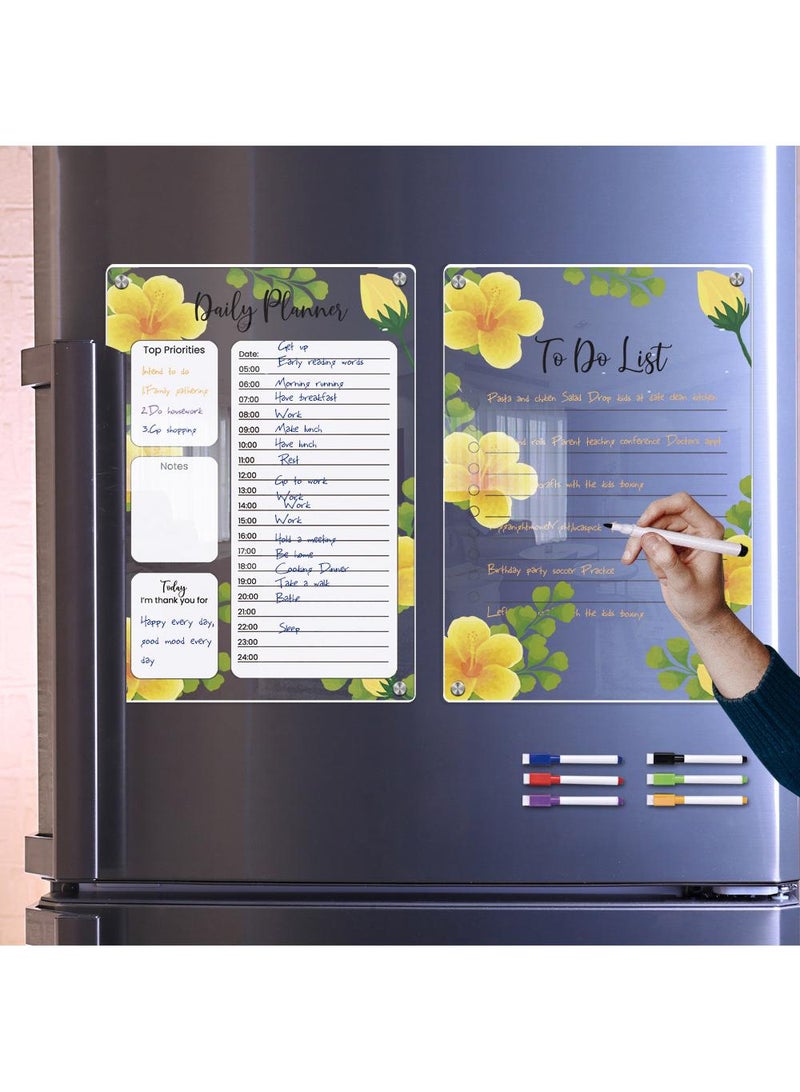 Magnetic Transparent Acrylic Week Plan Memo Message Board Erasable Magnetic Refrigerator Sticker - Image 1