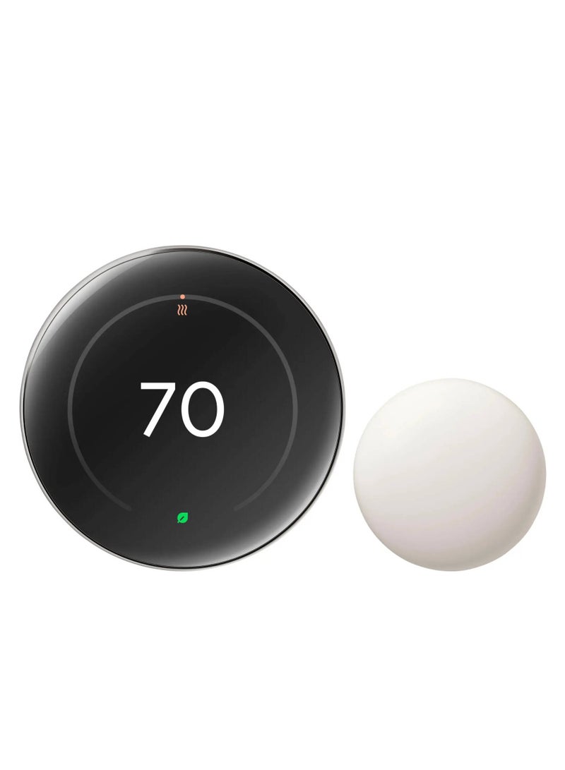 Google Nest Learning Thermostat 4th Gen with Nest Temperature Sensor 2nd Gen, Multi-Zone Control, Auto-Away Mode, Motion Sensing, Polished Silver | GA05551-US - Image 1