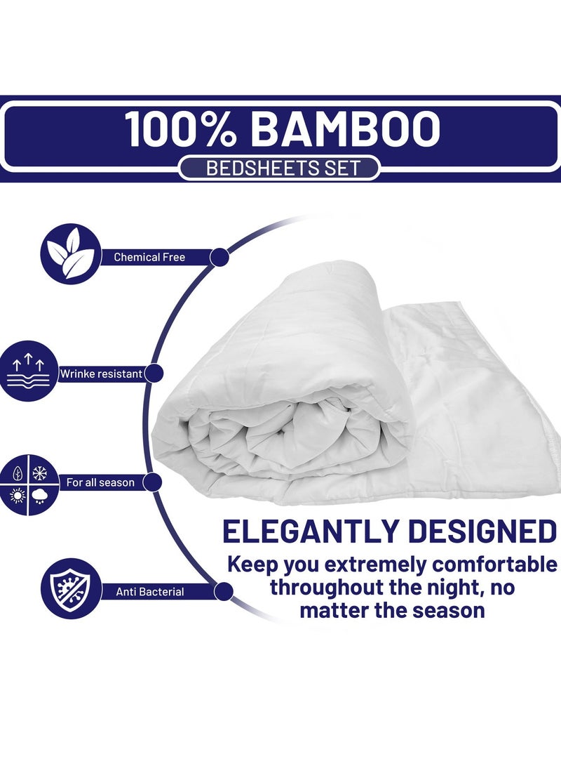 DrSleeep Comforter | 100% Viscose Derived from Bamboo Fabric Fill and Cover | Ultra-Soft, Hypoallergenic, Cooling, and Breathable | 250 GSM | White - Image 3