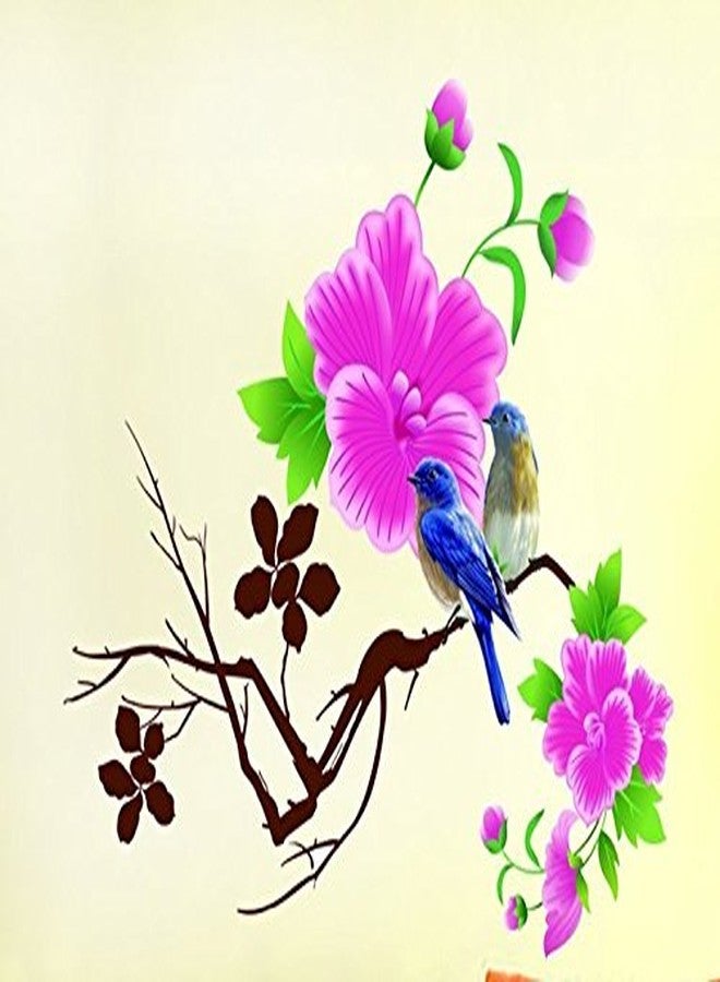 Asmi Collections PVC Wall Stickers Beautiful Tree Branches Birds Pink Flowers - Image 1