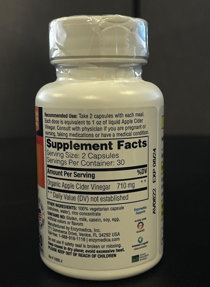 ENZYMEDICA Apple Cider Vinegar 60 Count 2 Months Supply  - Image 3