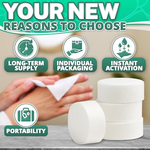 Tesorrio 100Pcs Compressed Towel Tablets - Disposable Compressed Towels for Travel - Soft, Durable and Sterile Disposable Face Towel Pack for Home & Outdoor, Camping Towels to clean Face and Body - Image 4