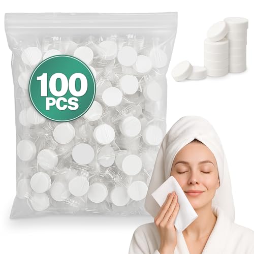 Tesorrio 100Pcs Compressed Towel Tablets - Disposable Compressed Towels for Travel - Soft, Durable and Sterile Disposable Face Towel Pack for Home & Outdoor, Camping Towels to clean Face and Body - Image 1