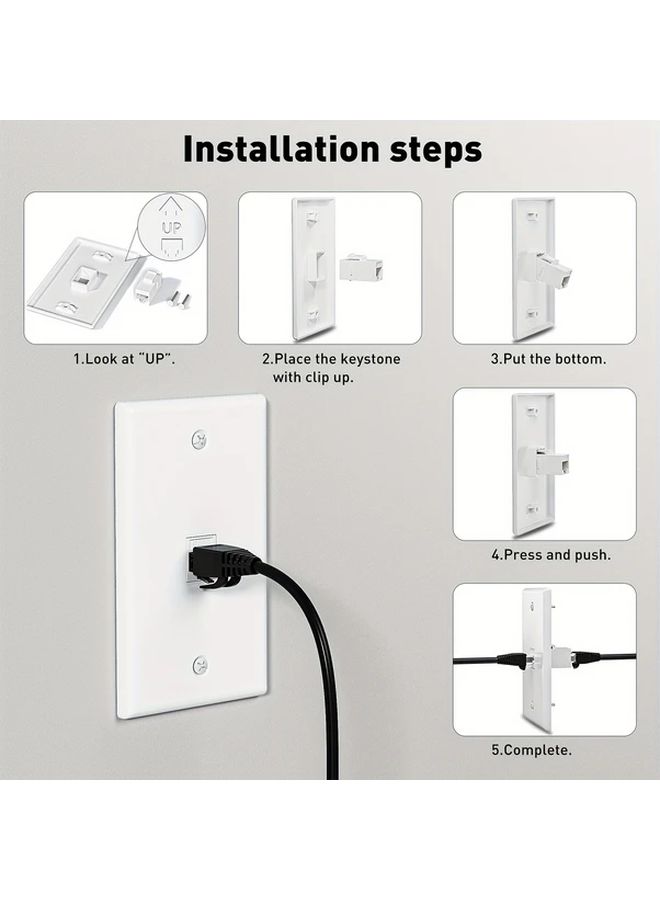 10 Pack Matte White Single Gang Ethernet Wall Plate Outlet With RJ45 Keystone Coupler - Image 3