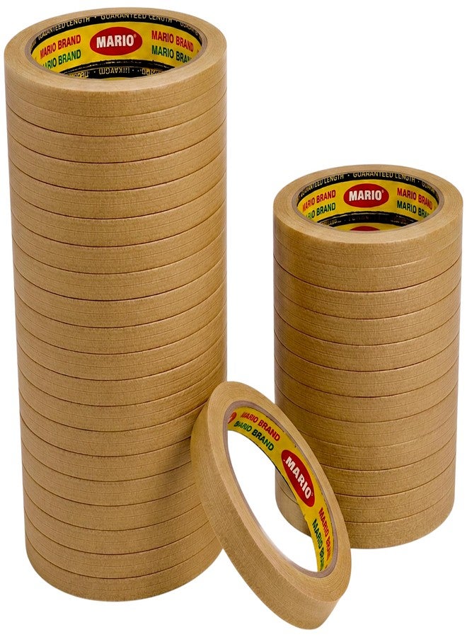 Mario Brown Masking Tape - 20 Meter Length, 6mm Width - High Strength Tape for Fine Detail Painting & Craft Work - Clean Removal - Pack of 24 Rolls - Image 1