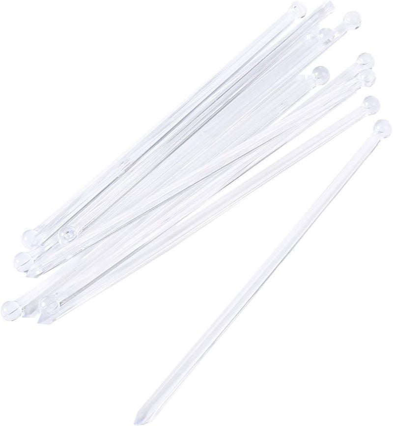 Gmark 6 Inch Plastic Round Top Swizzle Sticks 100 ct Clear, Ball Head Stirrer 100 Pack GM1003D - Image 1