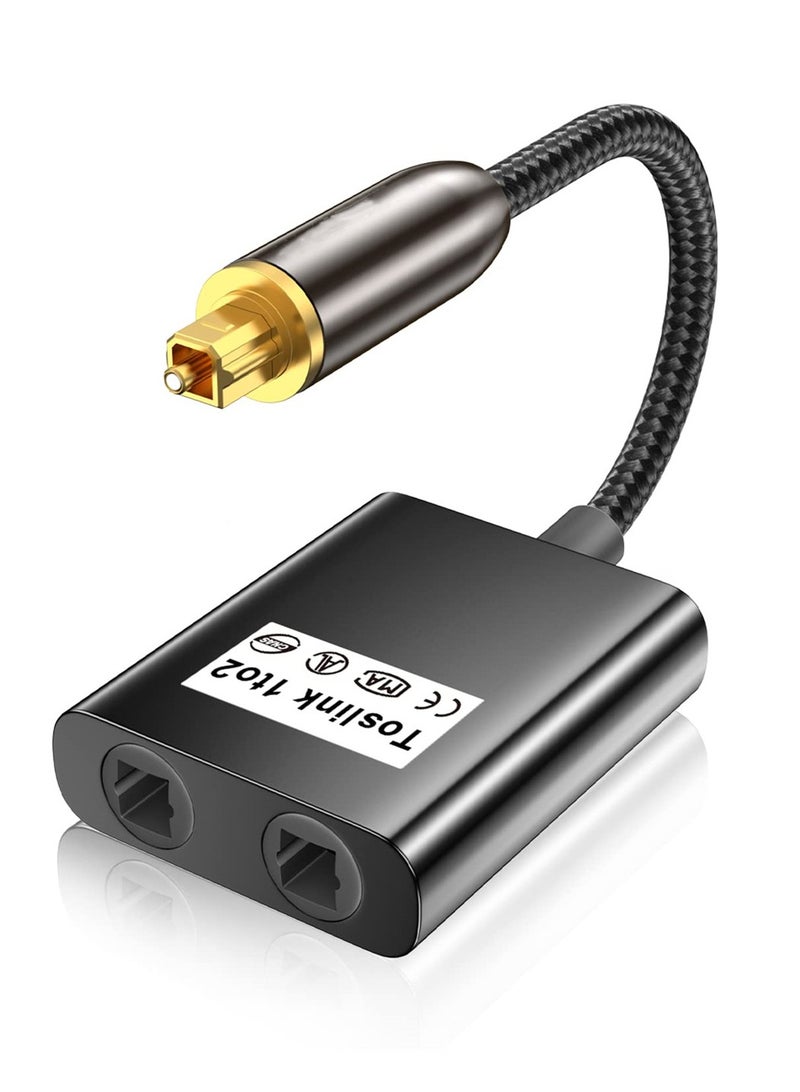 KASTWAVE Optical Cable Splitter, 1 In 2 Out Toslink Splitter Digital Optical Audio Cable Splitter for Soundbar to TV, Black, 1Pcs - Image 1