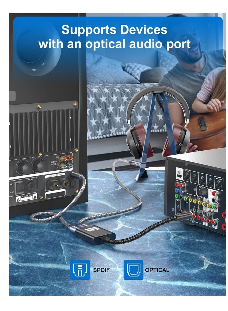 KASTWAVE Optical Cable Splitter, 1 In 2 Out Toslink Splitter Digital Optical Audio Cable Splitter for Soundbar to TV, Black, 1Pcs - Image 3