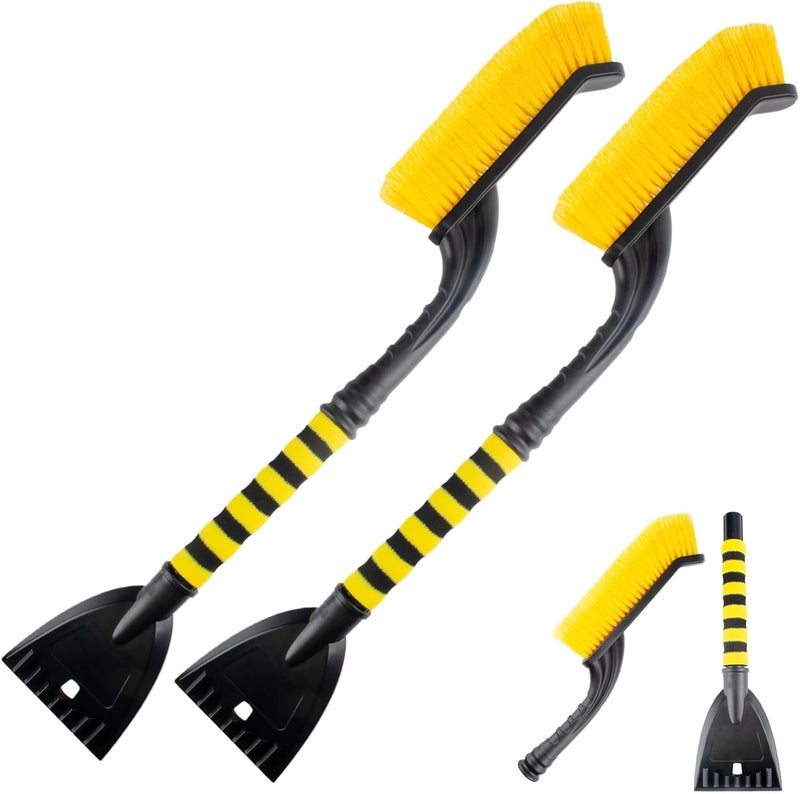 ecocstm 2 PCS Snow Brush and Detachable Ice Scraper, Snow Brush for Car Windshield with Foam Grip and 45° acute angle Brush Head, 25.5 Inch Snow Brush with Ice Scrapers for Christmas Car, Trucks, SUVs - Image 1
