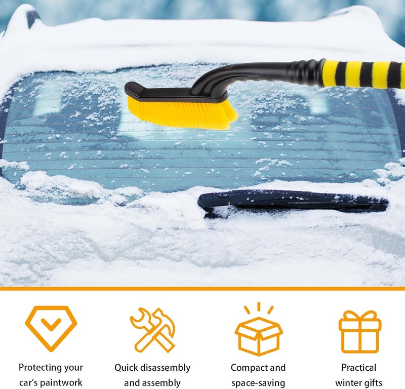 ecocstm 2 PCS Snow Brush and Detachable Ice Scraper, Snow Brush for Car Windshield with Foam Grip and 45° acute angle Brush Head, 25.5 Inch Snow Brush with Ice Scrapers for Christmas Car, Trucks, SUVs - Image 5