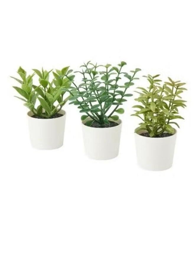 Artificial plants with pots, a set of 3 pieces, indoor and outdoor herbs, 5 cm - Image 1