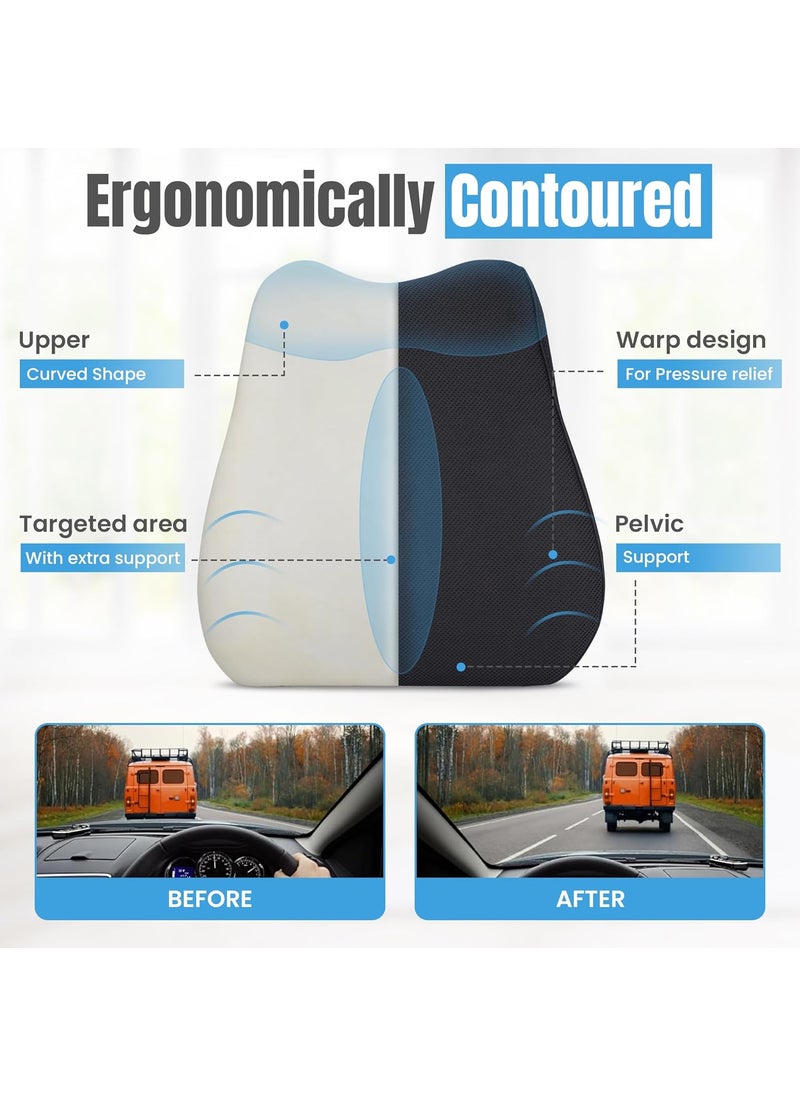 saimson saimson Memory Foam Car Seat Back Support Ergonomic Car Backrest Cushion Lumbar Support for Car Relieves Back Pain Enhances Comfort Spine Alignment for Long Drives  - Image 3