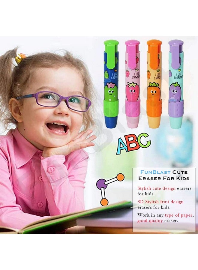 FunBlast (Pack of 4 Pcs) Pen Style Fruit Erasers Set for Kids Educational Stationary Kit for Kids (Multicolor) - Image 3