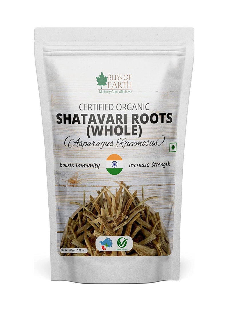 BLISS OF EARTH Bliss of Earth Shatavari root Whole Orgnaic Asparagus Racemosus Natural & Non-GMO Good for Immunity & Digestion 100gm  - Image 1