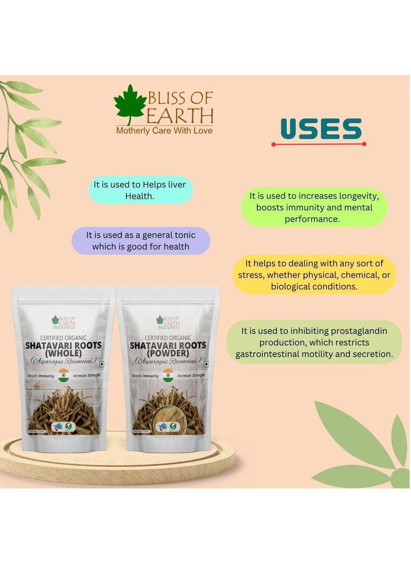 BLISS OF EARTH Bliss of Earth Shatavari root Whole Orgnaic Asparagus Racemosus Natural & Non-GMO Good for Immunity & Digestion 100gm  - Image 4