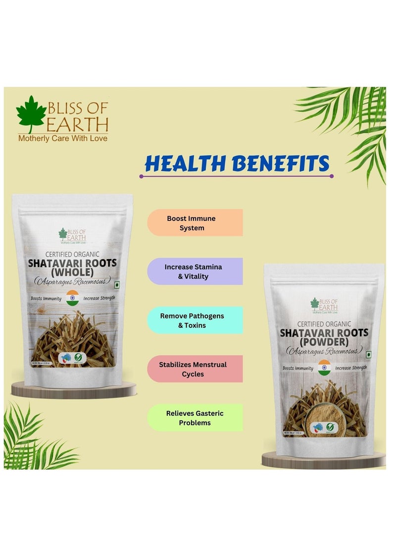 BLISS OF EARTH Bliss of Earth Shatavari root Whole Orgnaic Asparagus Racemosus Natural & Non-GMO Good for Immunity & Digestion 100gm  - Image 3