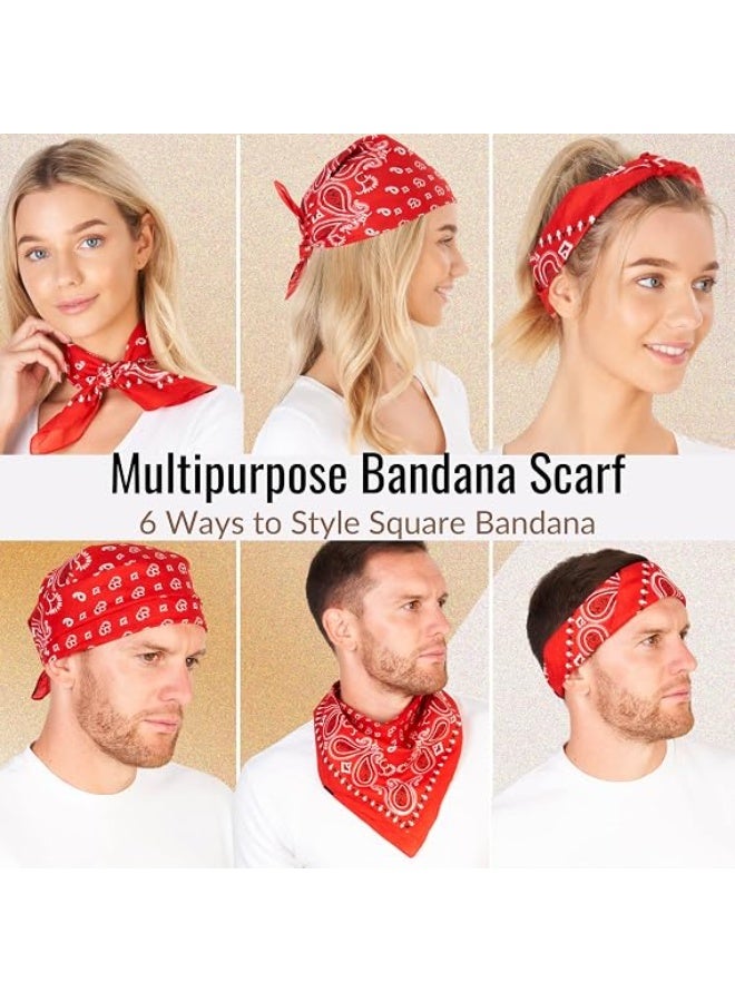 Beauenty 2 Pcs Vintage Printed Headscarf Red - Image 5