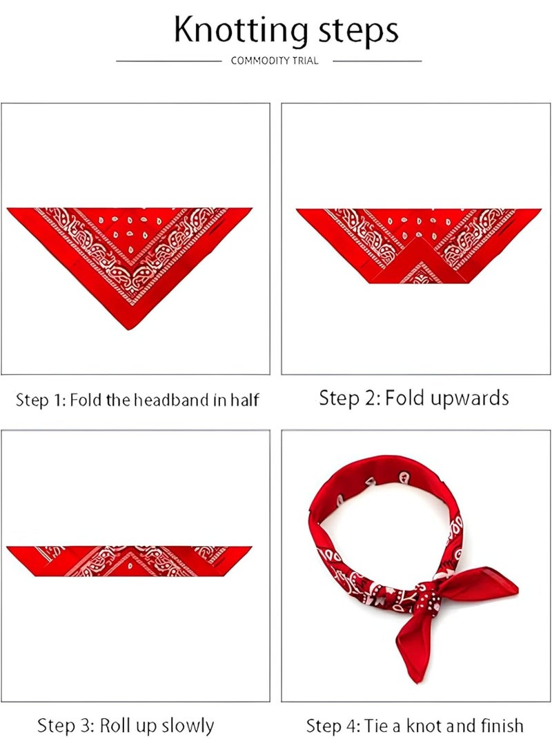 Beauenty 2 Pcs Vintage Printed Headscarf Red - Image 3