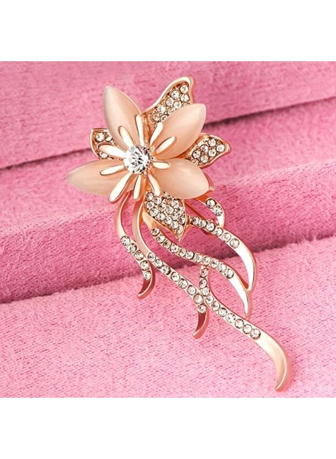 Created Crystal Cats Eye Brooches and Pins for Women | Classy Bridal Bouquet Brooch Pin | Elegant Accessory for Weddings and Special Occasions | Safety Pins Vintage Jewelry, Shawl Pins for Women - Image 1