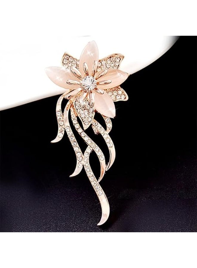 Created Crystal Cats Eye Brooches and Pins for Women | Classy Bridal Bouquet Brooch Pin | Elegant Accessory for Weddings and Special Occasions | Safety Pins Vintage Jewelry, Shawl Pins for Women - Image 2