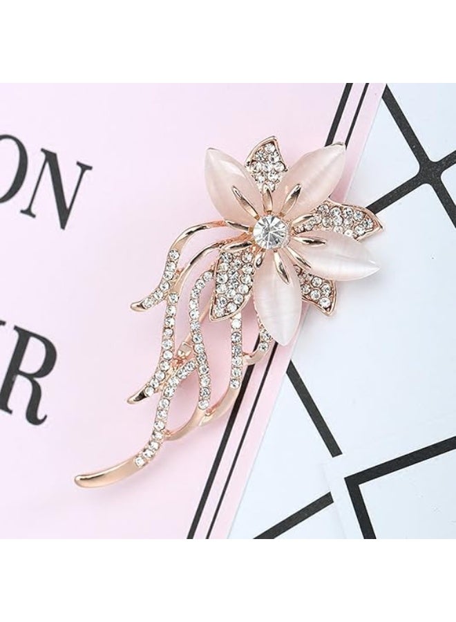Created Crystal Cats Eye Brooches and Pins for Women | Classy Bridal Bouquet Brooch Pin | Elegant Accessory for Weddings and Special Occasions | Safety Pins Vintage Jewelry, Shawl Pins for Women - Image 3