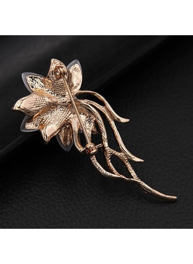 Created Crystal Cats Eye Brooches and Pins for Women | Classy Bridal Bouquet Brooch Pin | Elegant Accessory for Weddings and Special Occasions | Safety Pins Vintage Jewelry, Shawl Pins for Women - Image 4