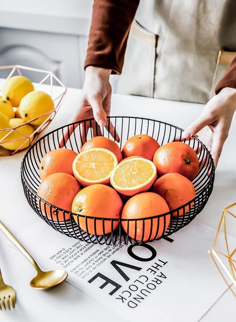Suntown Fruit Bowls for Kitchen Counter, Metal Wire Fruit Basket, Hemisphere Shape Black Holder Storage for Vegetable Snack Bread Serving Candy Table Dining - Image 2