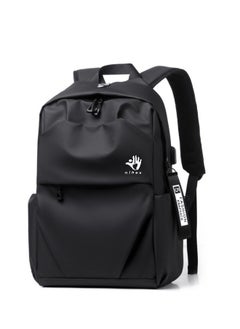 nihao Backpack Business Travel Laptop Bag USB Charging Large Capacity School Bag - Black  - Image 1