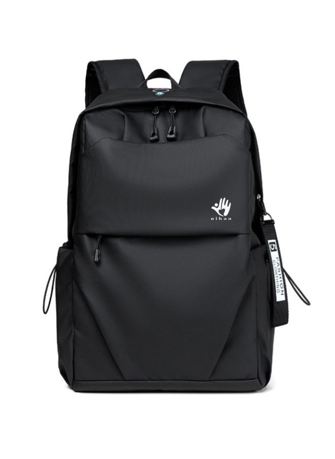 nihao Backpack Business Travel Laptop Bag USB Charging Large Capacity School Bag - Black  - Image 2
