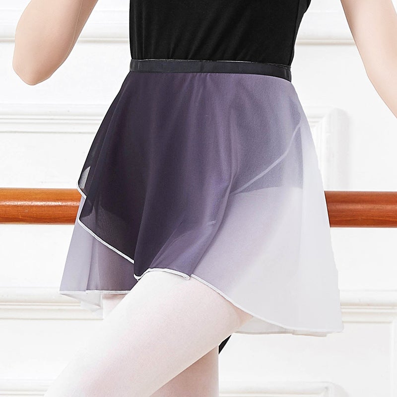 Modern tutus art art exercise skirt female adult dance dress dance dress one piece chiffon gymnastic dress(Green gradient blue, All yards) - Image 3