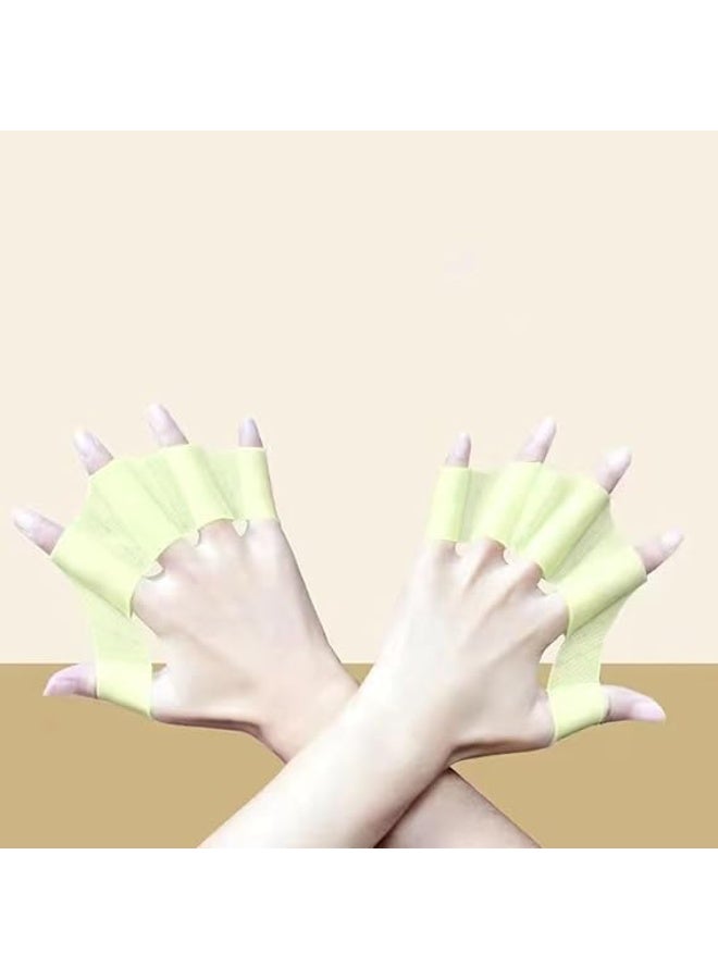 قفازات تدريب سباحة من السيليكون، بتصميم زعانف شبكية، 210 × 120 × 40 سم، متوفرة باللون الأصفر والوردي والبني - Image 2