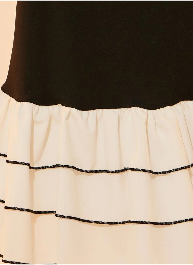 تايك تو Color Block Mermaid Hem Bodycon Maxi Skirt