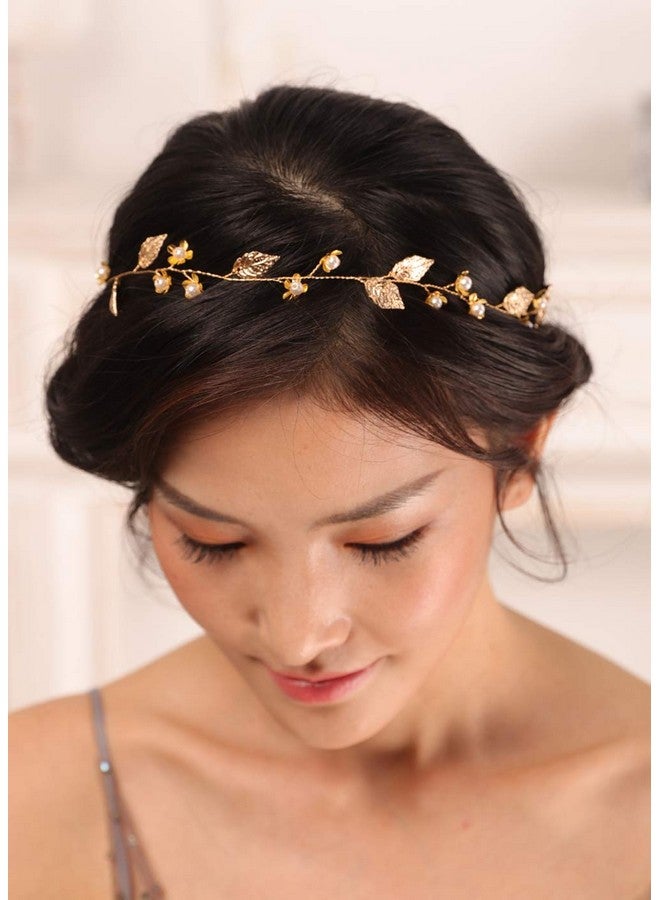 Kercisbeauty Gold Leaf Headband For Women Wedding Bridal Boho Hair Piece Dainty Hair Accessories For Special Occasion  - Image 5
